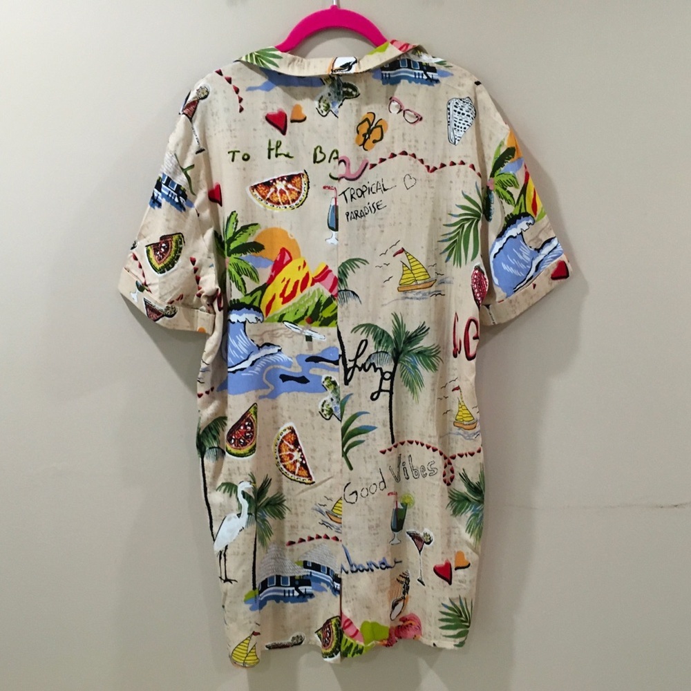 True Destinations Romper Women Small Tropical Paradise Palm Trees Beach Coastal - Picture 2 of 5